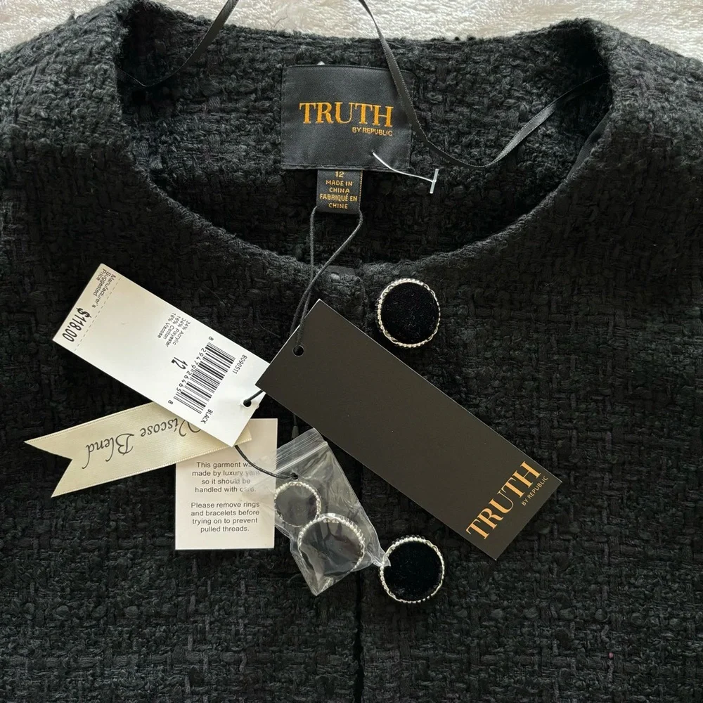 TRUTH by Republic Vintage-Style Cropped Tweed Boucle Bomber Jacket--NWT--12
